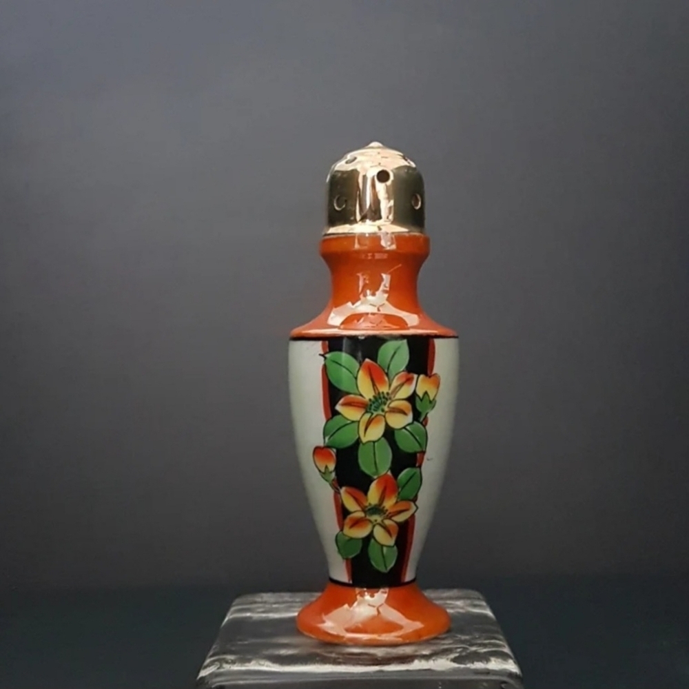 Vintage Porcelain Sugar Shaker: Hand Painted Floral Muffineer, Made in Japan